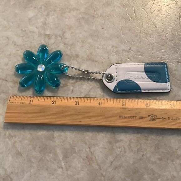 COACH Blue and White Leather Keychain - Picture 2 of 3